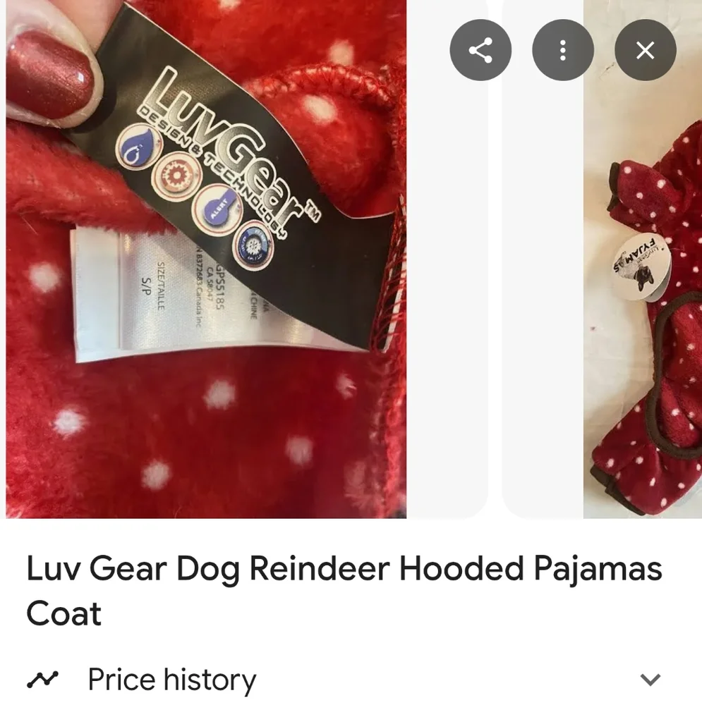 The LuvGear Red Polka Dot Reindeer Fleece Dog Pajamas in size S are cozy